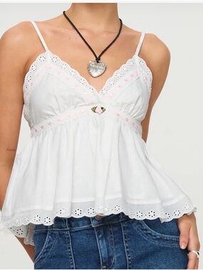 Princess Polly White Cotton + Linen Top